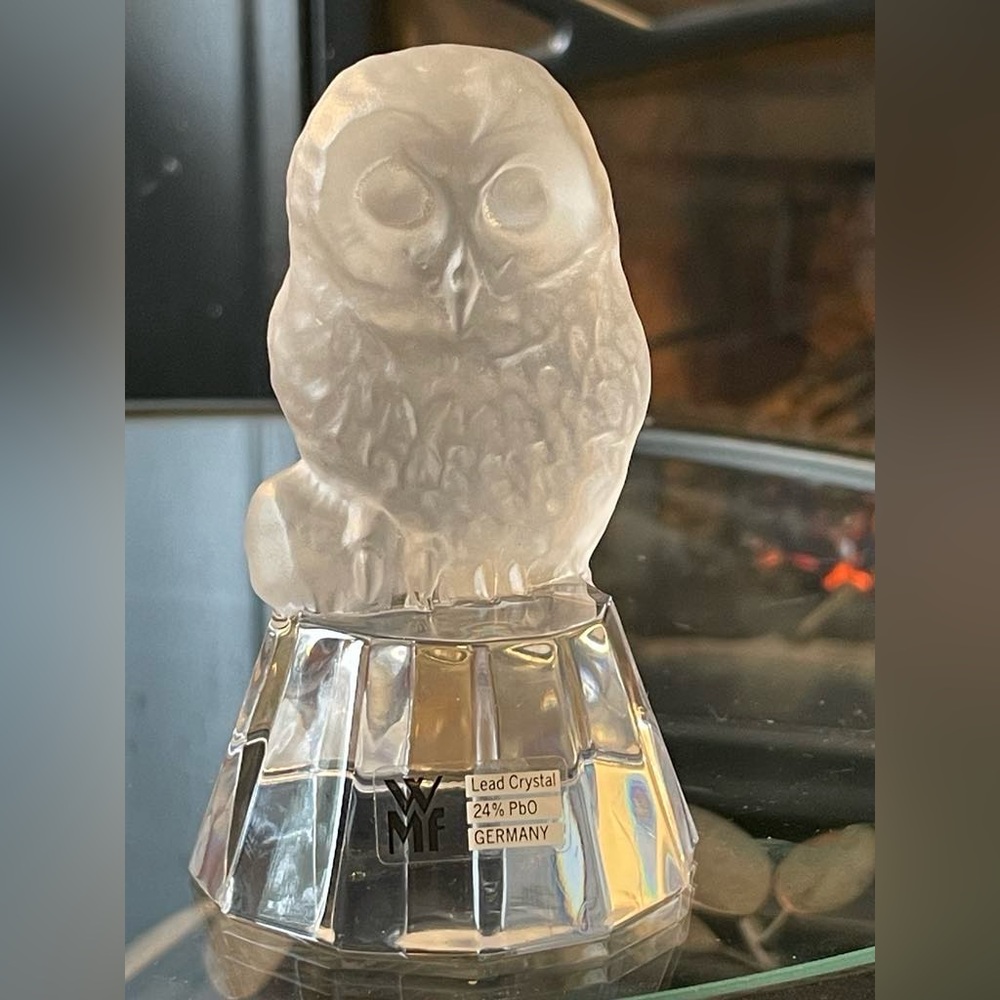 Vintage WMF Lead Crystal Owl Figurine